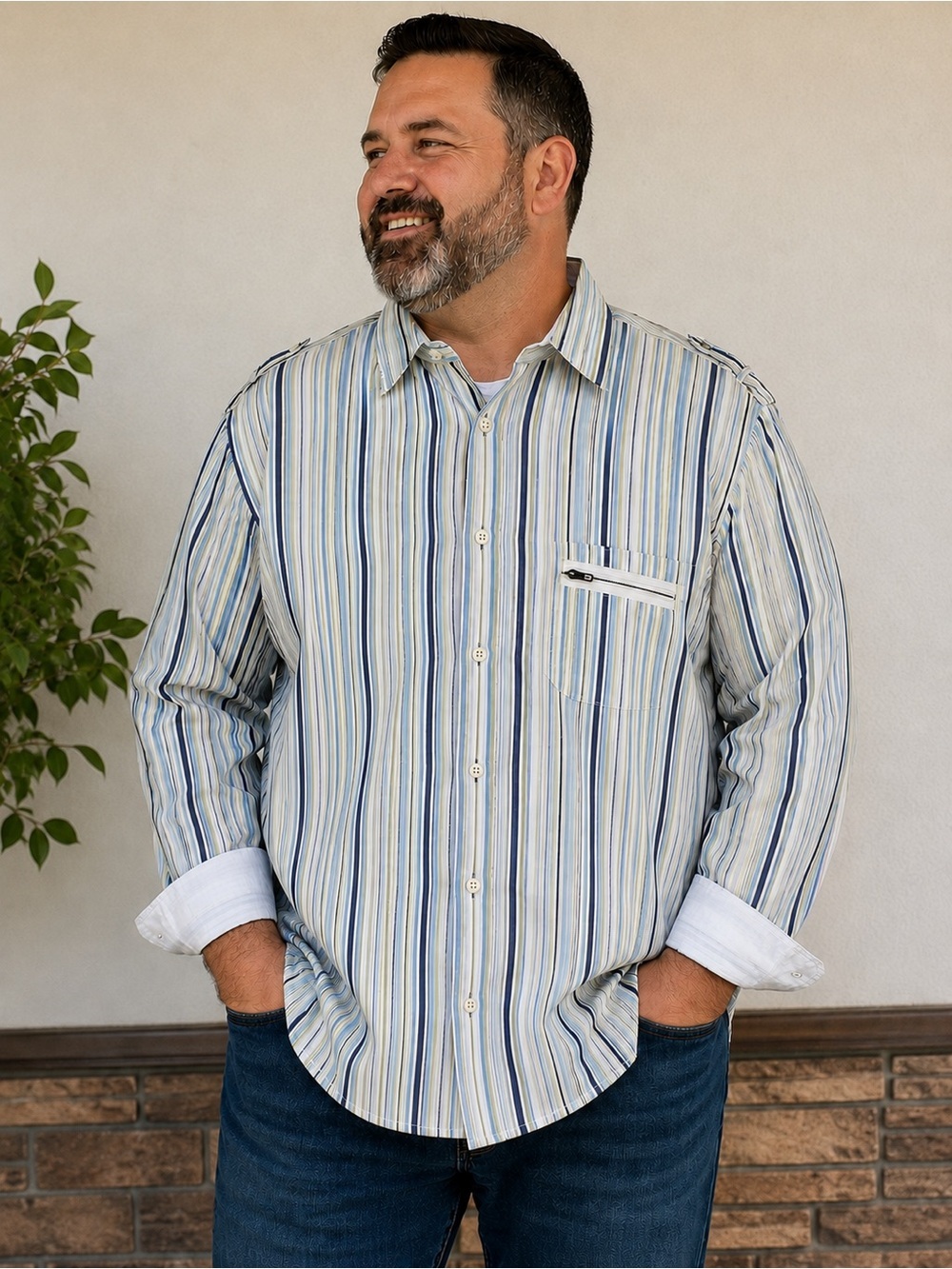 English Laundry Christopher Wicks Striped Shirt 3XL Coastal Preppy Y2K Cotton